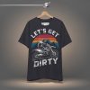 let's get dirty! vintage t shirt: man riding dirt bike